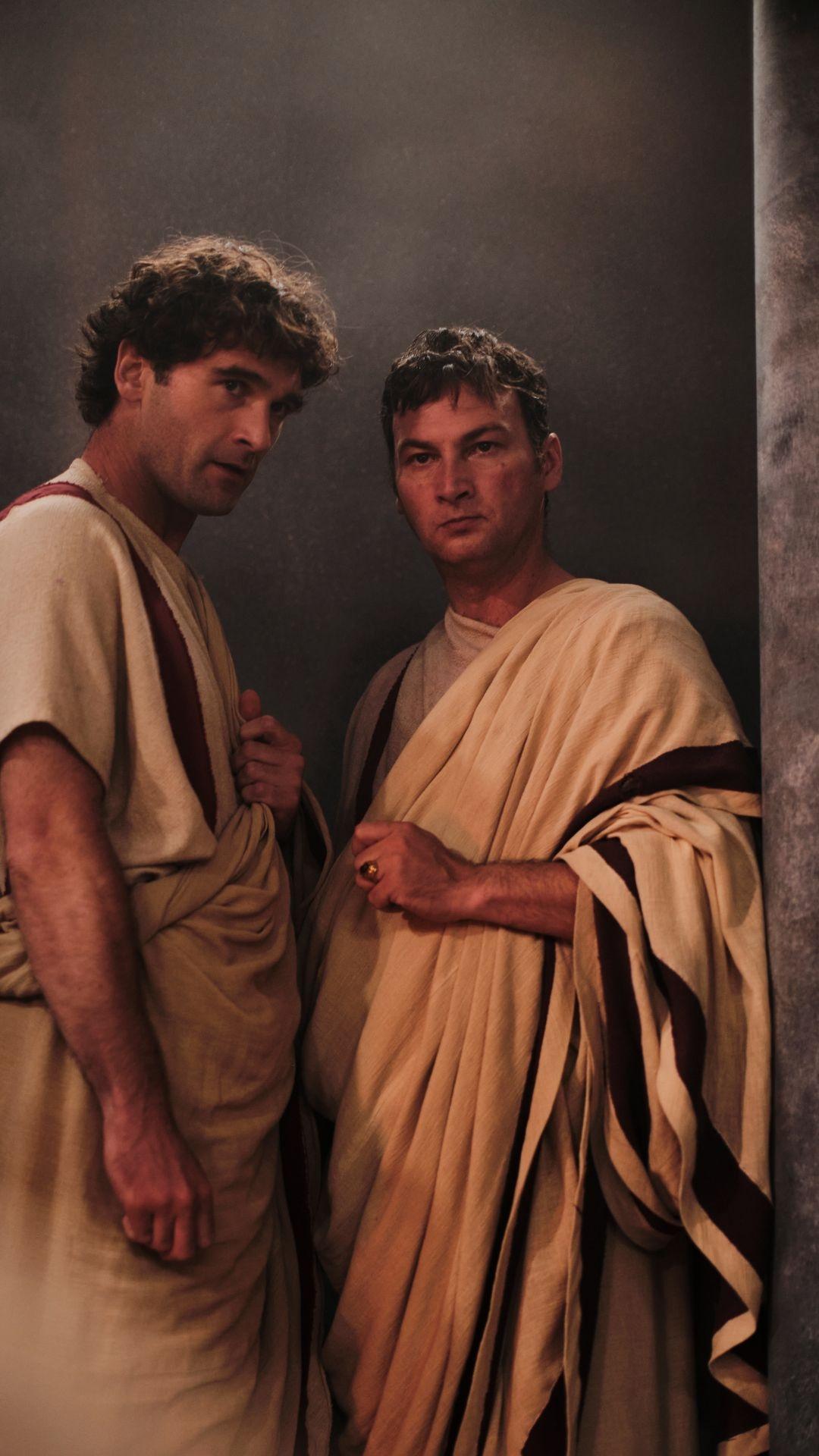 Brutus (played by David Buttle) and Cassius (played by Johnny Palmiero) 