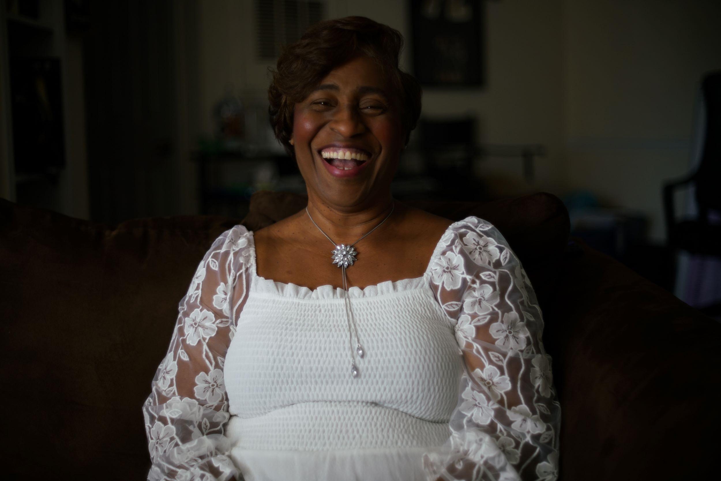 Mental health advocate and suicide survivor Fonda Bryant laughs 