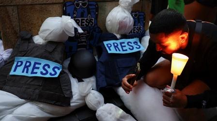 Video thumbnail: PBS NewsHour What can be done to protect journalists in Israel-Hamas war